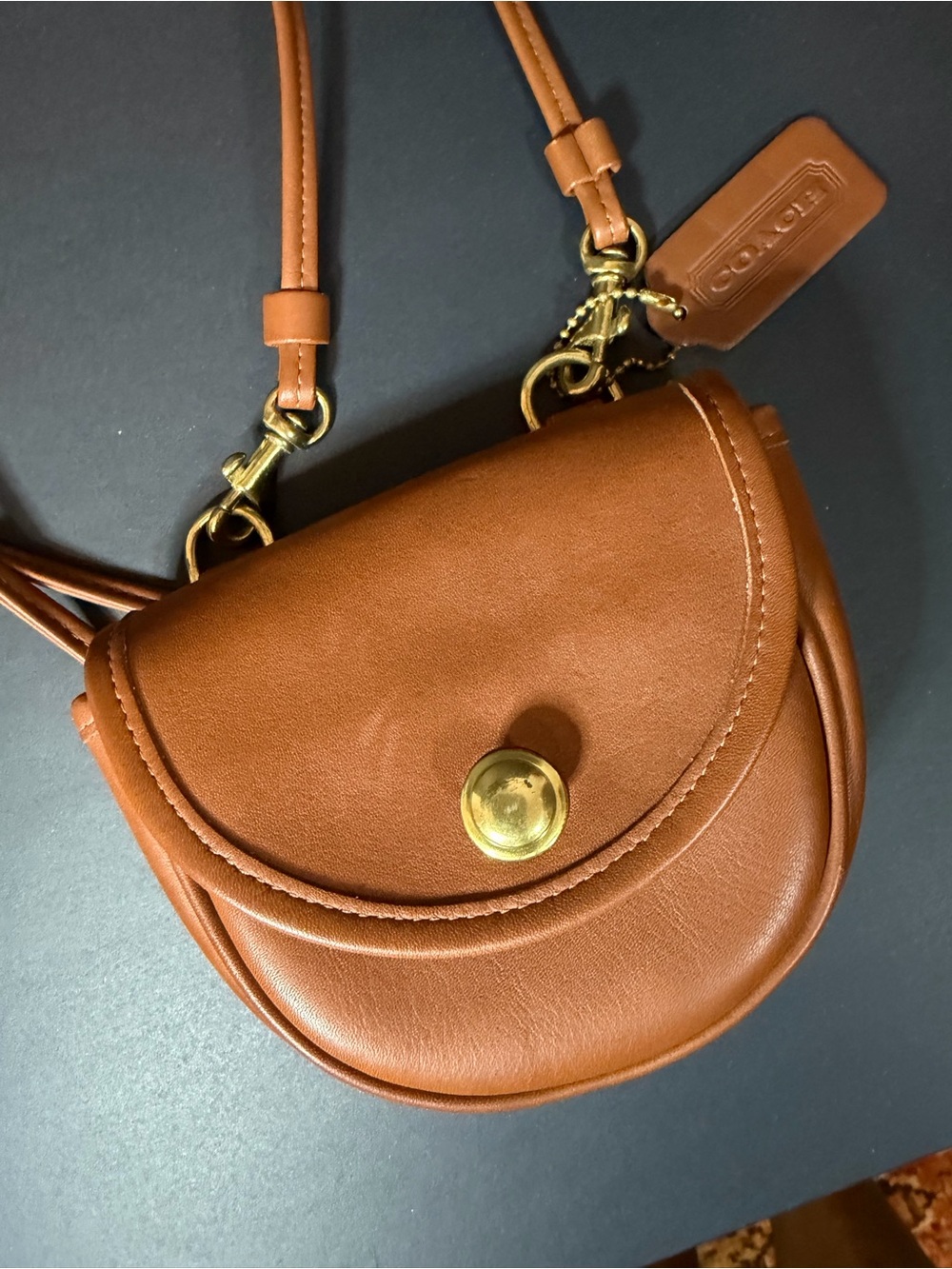 Vintage COACH Mini British Tan Convertible Crossbody Belt Bag # 9826 90’s